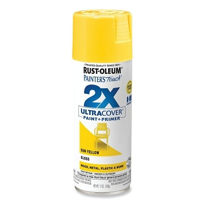 Rust-Oleum 334046 Painter's Touch 2X Ultra Cover Spray Paint + Primer, 12 oz, Gloss Sun Yellow