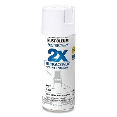 Rust-Oleum 334048 Painter's Touch 2X Ultra Cover Spray Paint + Primer, 12 oz, Gloss White