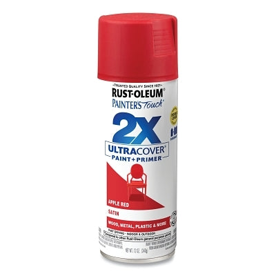 Rust-Oleum 334094 Painter's Touch 2X Ultra Cover Spray Paint + Primer, 12 oz, Gloss Apple Red
