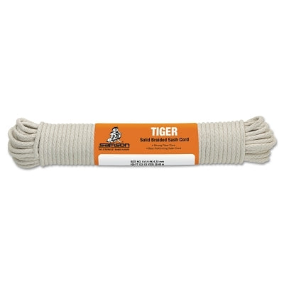 Samson Rope 4012001060 Tiger Sash Cord  185 lb Capacity  100 ft  3/16 in dia  Cotton  White