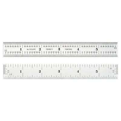 L.S. Starrett 52660 Steel Rule  6 in  Spring-Tempered Steel