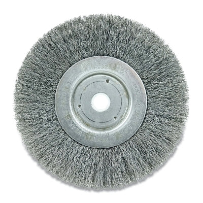 Weiler 1035 Narrow Face Crimped Wire Wheel, 6 in dia x 3/4 in W Face, 0.006 in Steel Wire, 6000 RPM