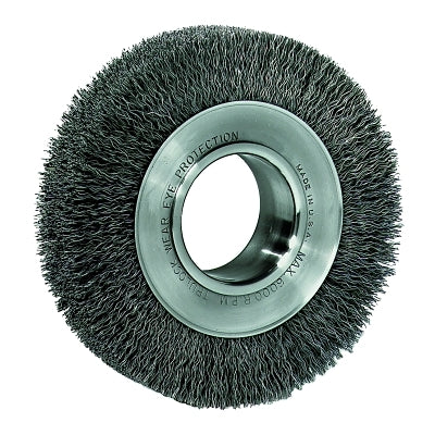 Weiler 3070 Wide-Face Crimped Wire Wheel, 6 in Dia x 1 1/4 in W, 0.014 in Steel, 6000 RPM