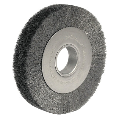 Weiler 3160 Wide-Face Crimped Wire Wheel, 8 in Dia x 1 1/2 in W, 0.02 in Steel, 4500 RPM