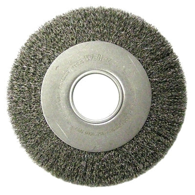 Weiler 6110 Medium-Face Crimped Wire Wheel, 8 in dia x 1 in W Face, 0.0118 in Steel Wire, 4500 RPM