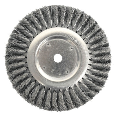 Weiler 8135 Standard Twist Knot Wire Wheel, 8 in Dia x 5/8 in W,.014 in Steel Wire, 6000 RPM