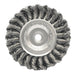 Weiler 8314 Standard Twist Knot Wire Wheel, 4 in dia x 1/2 in W Face, 0.020 in Stainless Steel Wire, 20000 RPM