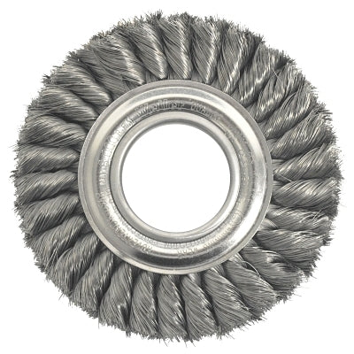 Weiler 9180 Wide Face Standard Twist Knot Wire Wheel, 6 in Dia x 1 3/8 W, 8000 RPM