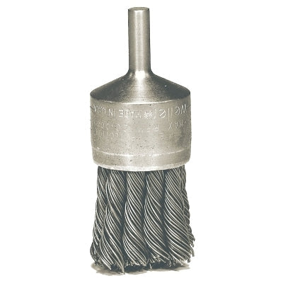 Weiler 10032 Banded Knot Wire End Brush, 1-1/8 in Dia, 0.020 in Stainless Steel Wire