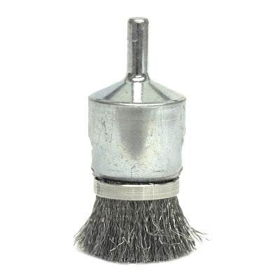 Weiler 11114 Banded Crimped Wire End Brush, Stainless Steel, 1 in x 0.006 in, 10000 RPM