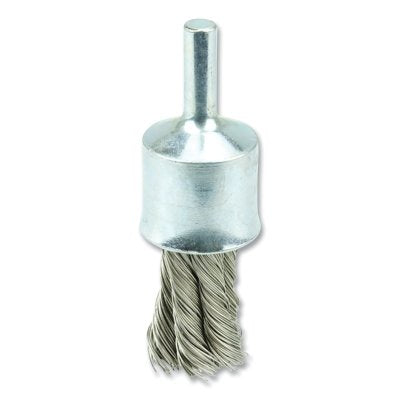 Weiler 10218 Knot Wire End Brush, Stainless Steel Bristles, 1/2 in Brush dia x 0.014 in Wire, 20000 RPM, 10 EA/BX