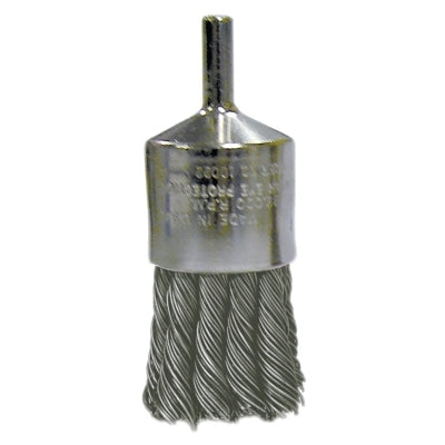 Weiler 10392 Nickel Plated End Brush, Stainless Steel, 1-1/8 in x 0.014 in, 22000 RPM