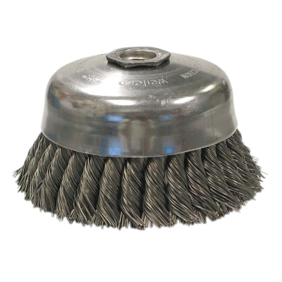 Weiler 12276 Single Row Wire Cup Brush, 5 in Dia, 0.020 in Wire, 5/8 in-11 Arbor