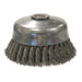 Weiler 12276 Single Row Wire Cup Brush, 5 in Dia, 0.020 in Wire, 5/8 in-11 Arbor