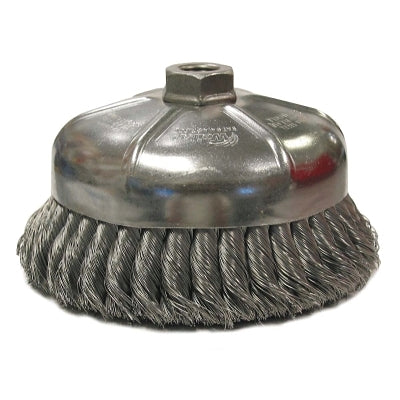 Weiler 12376 Single Row Wire Cup Brush, 6 in Dia, 0.023 in Wire, 5/8 in-11 Arbor Hole