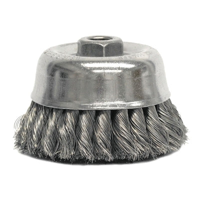 Weiler 12766 Heavy-Duty Knot Wire Cup Brush, 4 in dia, 5/8-11 UNC Arbor, 0.02 in Steel Wire