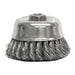 Weiler 12766 Heavy-Duty Knot Wire Cup Brush, 4 in dia, 5/8-11 UNC Arbor, 0.02 in Steel Wire