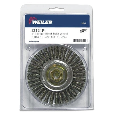 Weiler 13131P Roughneck Stringer Bead Wheel, 4 in dia x 3/16 in Face W x 5/8 in-11 UNC x 0.020 in, 20000 RPM, 5 EA/CTN