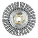 Weiler 13135 Roughneck Stringer Bead Twist Knot Wire Wheel 4 in dia x 3/16 in W Face 0.020 in Stainless Steel Wire 20000 RPM