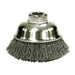 Weiler 13188 Crimped Wire Cup Brush, 3-1/2 in dia, 5/8-11 UNC Arbor, 0.014 in Stainless Steel
