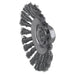 Weiler 13466 Knot Wire Bevel Wheel, 4-1/2 in Dia x 3/8 W,.014 in Stainless Steel, 12500 RPM
