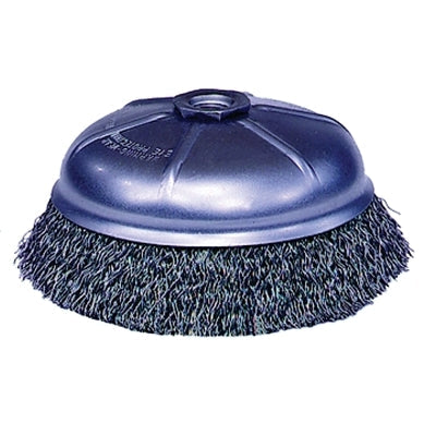 Weiler 14076 Crimped Wire Cup Brush, 6 in Dia, 0.020 in Wire, 5/8 in-11 Arbor