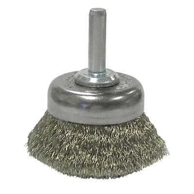 Weiler 14303 Stem-Mounted Crimped Wire Cup Brush 1 3/4 in Dia006 Stainless Steel