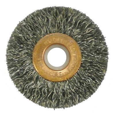 Weiler 15473 Copper Center Wire Wheel, 2 in Dia x 3/8 in W,.014 in Steel Wire, 20000 RPM