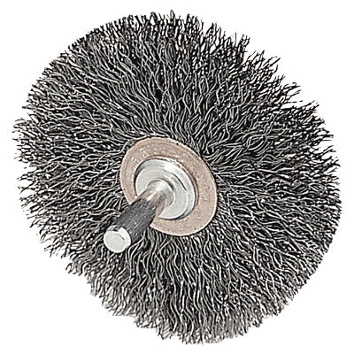 Weiler 17618 Stem-Mounted Wide Conflex Brush, 3 in Dia, 0.014 in Stainless Steel Wire