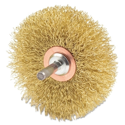 Weiler 17641 Stem-Mounted Wide Conflex Brush, 3 in Dia, 0.0118 in Brass Wire