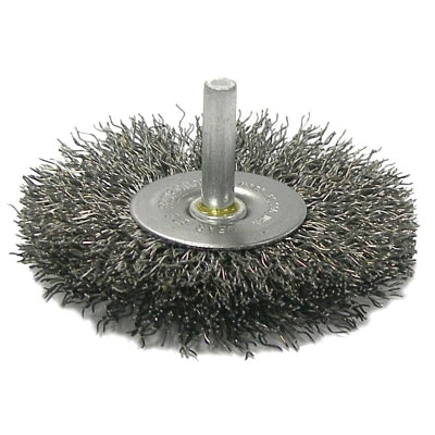 Weiler 17969 Crimped Wire Radial Wheel Brush, 4 in D,.014 in Steel Wire, 15000 RPM