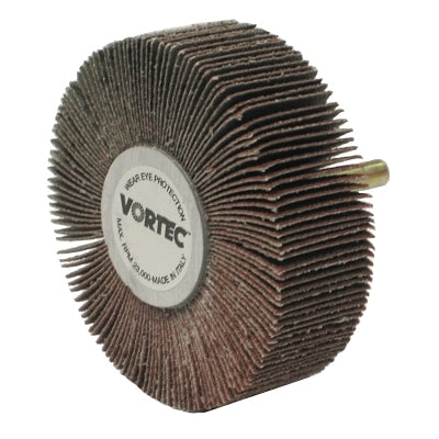 Weiler 30726 Vortec Coated Flap Wheel, 3 in x 1 in, 1/4 in Stem, 60 Grit Aluminum Oxide