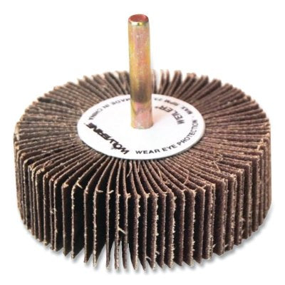 Weiler 30727 Vortec Coated Flap Wheel, 3 in x 1 in, 1/4 in Stem, 80 Grit Aluminum Oxide