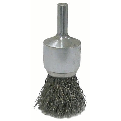 Weiler 36284 Vortec Pro Stem Mounted Crimped Wire End Brush, Carbon Steel, 1 in Dia,.006 Wire