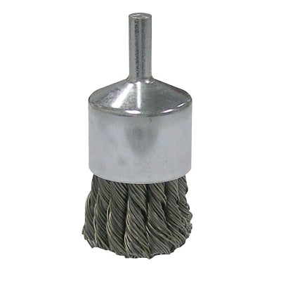 Weiler 36251 Vortec Pro Stem Mounted Knot Wire End Brush, Carbon Steel, 1 in Dia,.02 Wire