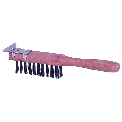 Weiler 44069 Heavy-Duty Scratch Brush w/ Scraper, 11.5 in, 4X11 Rows,Steel Wire, Curved Wood