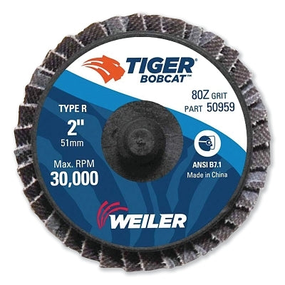 Weiler 50959 Bobcat Mini Abrasive Flap Disc 2 in Flat (Type 27) Type R Mount 80Z