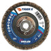 Weiler 51207 4-1/2 in Tiger X Angled Flap Disc Phenolic Backing 80 Grit Zirconia 5/8"-11