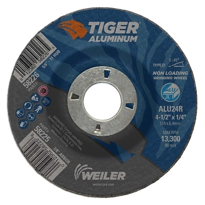 Weiler 58225 Aluminum Combo Wheel 4-1/2 in Dia 7/8 in Arbor Type 27 24 Grit Aluminum Oxide