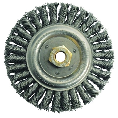 Weiler 79804 Dually Stringer Bead Wheel, 6 in dia x 1/2 in Face W x 5/8 in-11 UNC x 0.023 in, 12500 RPM, 5 EA/BX