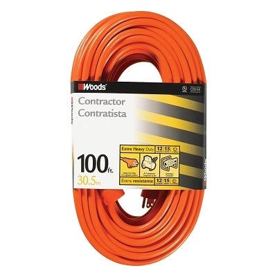 Woods Wire 0530 EXTENSION CORD 12/3 X100 FT ORAN