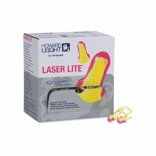 Howard Leight Laser Lite Corded Foam Earplugs, 100 Pairs per Box, Model 154-LL-30