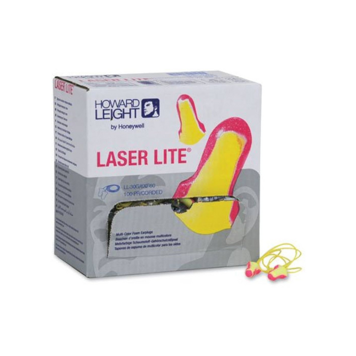 Howard Leight Laser Lite Corded Foam Earplugs, 100 Pairs per Box, Model 154-LL-30