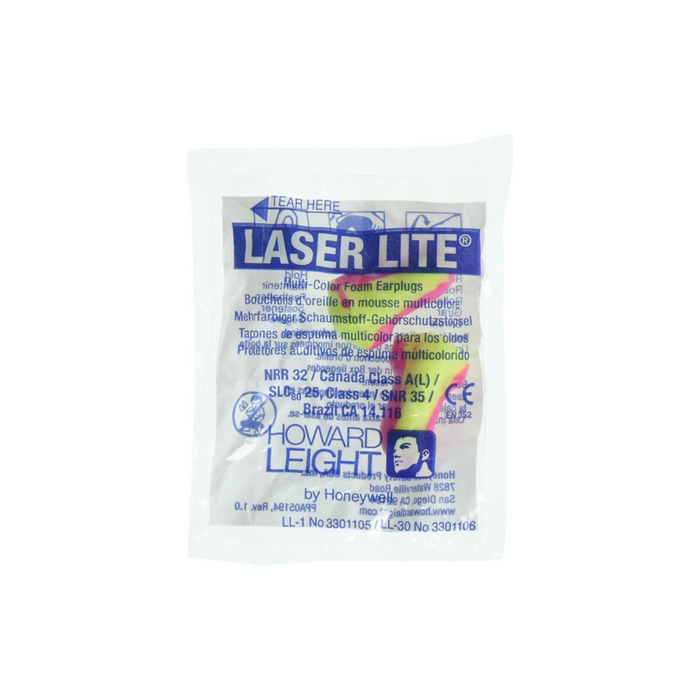 Howard Leight Laser Lite® Disposable Foam Earplugs, Uncorded, Magenta/Yellow, Poly Bag, 25 Pairs