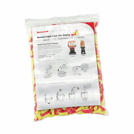 Honeywell Howard Leight Laser Lite Earplug Refills – 200 Pairs, High-Visibility Yellow & Magenta