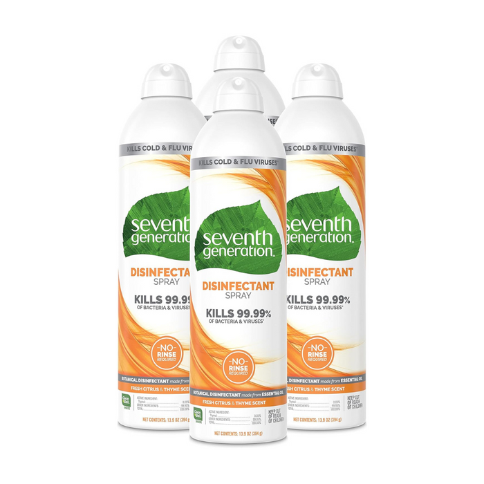 Seventh Generation Disinfectant Spray, Fresh Citrus & Thyme Scent, 13.9 Ounce (Pack of 4)