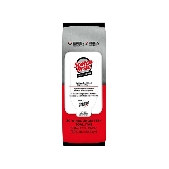 3M 36397 Scotch-Brite™ 9" x 12" Stainless Steel Hood Degreaser Wipes with Scotchgard™ Protector - 30/Pack